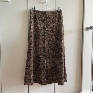 Oak + Fort Leapord print midi skirt